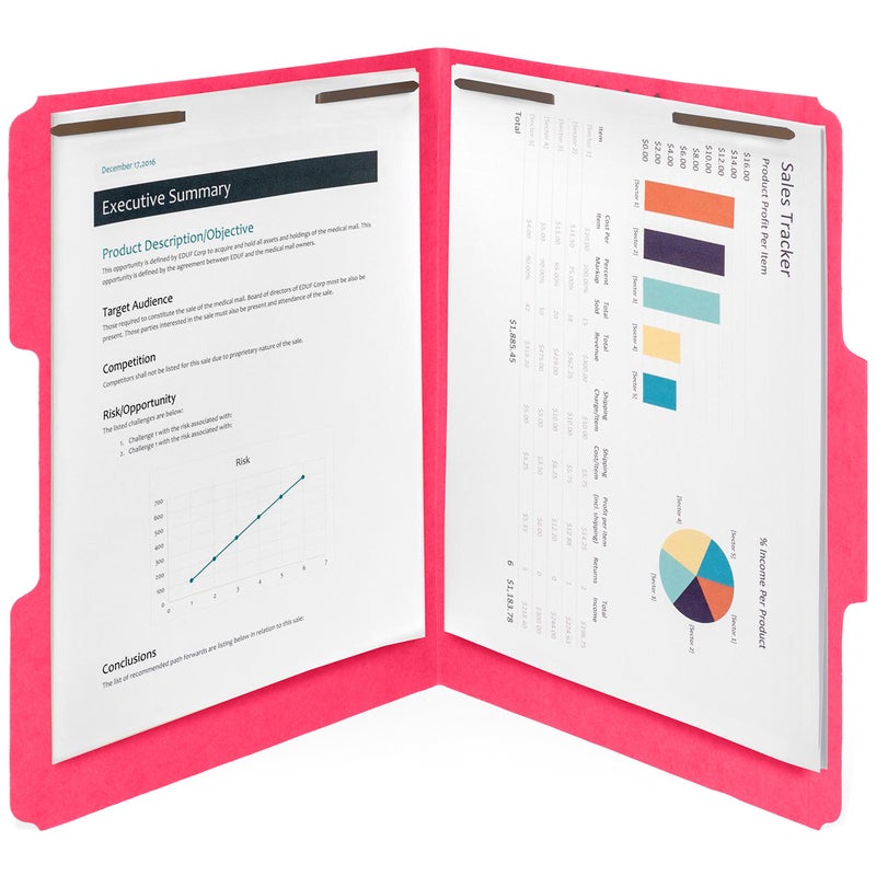 Blue Summit Supplies 50 Red Fastener File Folders - 1/3 Cut Reinforced Tab - Durable 2 Prongs Bonded Fastener Designed to Organize Standard Medical Files, Law Client Files, Office Reports - Letter Size, Red, 50 Pack - Image 5